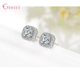 925 Silver CZ Bridal Jewelry Set Pendant Necklace Earrings
