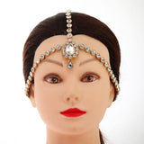 Crystal Bridal Head Chain Tiara for Women Rhinestone Forehead Hair Jewelry
