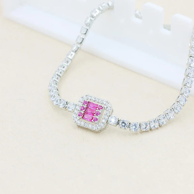 Bridal Tennis Bracelet Iced Out Zircon Plated Hand Chain Jewelry