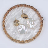 14-15mm Keshi Pearl Earrings Freshwater Pearl Plated