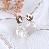 14-15mm Keshi Pearl Earrings Freshwater Pearl Plated