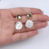 14-15mm Keshi Pearl Earrings Freshwater Pearl Plated