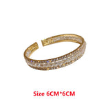 Zirconia Inlaid Double Chain Crystal Bracelet Cuff Bangles