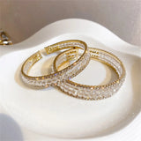 Zirconia Inlaid Double Chain Crystal Bracelet Cuff Bangles