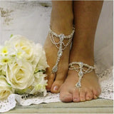 Crystal Finger Ring Foot Chain Ladies Sexy Ultra Flash Drill Ankle Chain