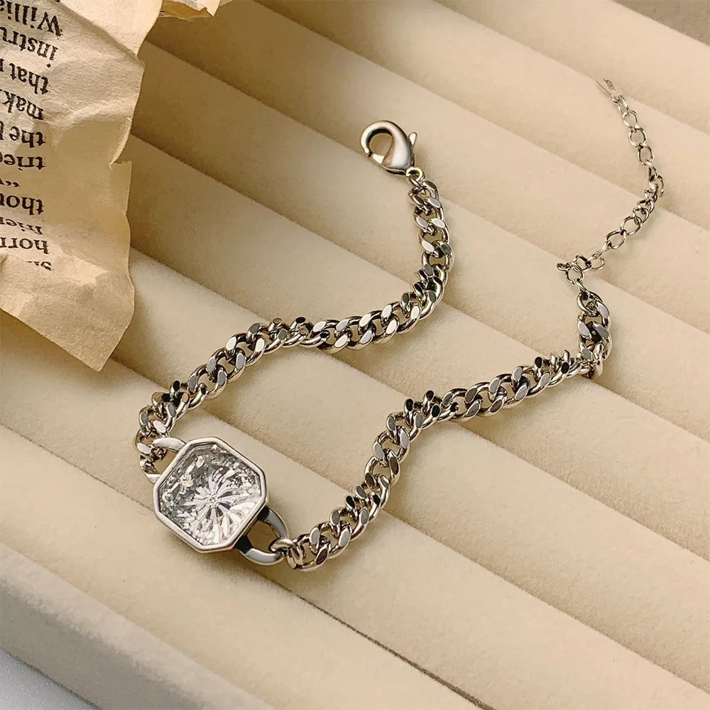 Crystal Link Chain Bracelet Women Jewelry Charms Geometric Bracelets