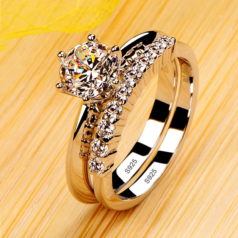 Vintage Round Cubic Zirconia Rings Set For Women