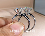 Tibetan Silver 2.0ct Cubic Zircon Ring Wedding Band Bride Jewelry