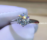 Tibetan Silver 2.0ct Cubic Zircon Ring Wedding Band Bride Jewelry