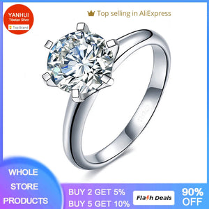 Tibetan Silver 2.0ct Cubic Zircon Ring Wedding Band Bride Jewelry