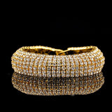 White/Gold Cuff Bracelet CZ Rhinestone Love Charm
