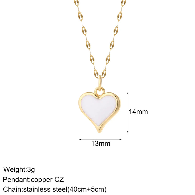 Heart Pendant Necklace for Women Stainless Steel Chain Choker Necklace