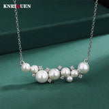 Diamond Pearl Chain Necklace for Women Wedding Fine Jewelry