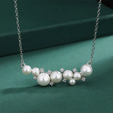 Diamond Pearl Chain Necklace for Women Wedding Fine Jewelry