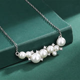 Diamond Pearl Chain Necklace for Women Wedding Fine Jewelry