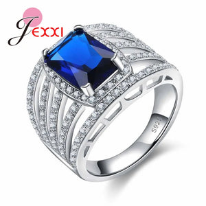 Crystal Rings 925 Sterling Silver Cubic Zirconia Hollow Band for Women