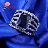 Crystal Rings 925 Sterling Silver Cubic Zirconia Hollow Band for Women