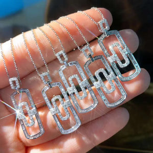 Geometric Rectangular Couple Necklace for Men and Women