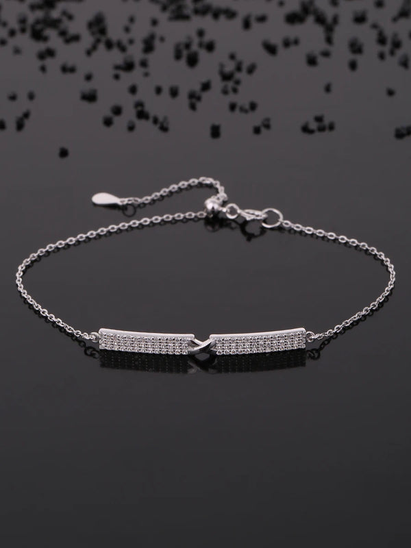 925 Silver Zircon Bar Link Bracelet