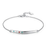925 Silver Bar Bracelet with Crystals, Valentines Gift