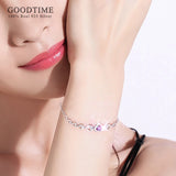 925 Silver Purple Crystal Heart Bracelet Wedding Gift