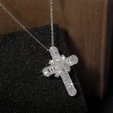 Crystal Cross Pendant Necklace Silver Chain Bride Wedding Necklace