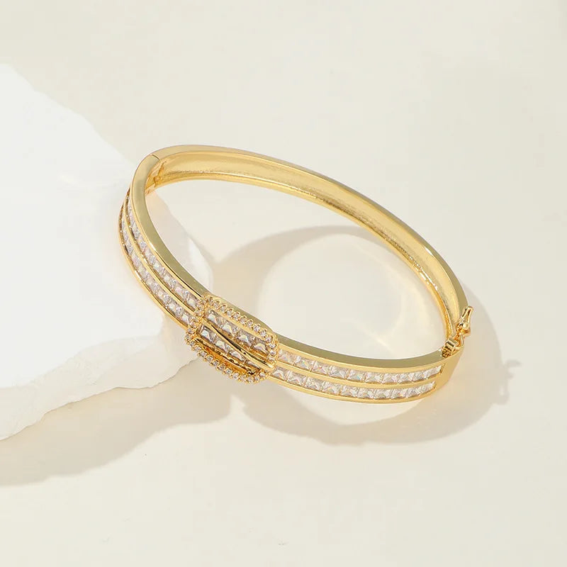Square Zirconia Cuff Bracelet - Wedding Party Gift