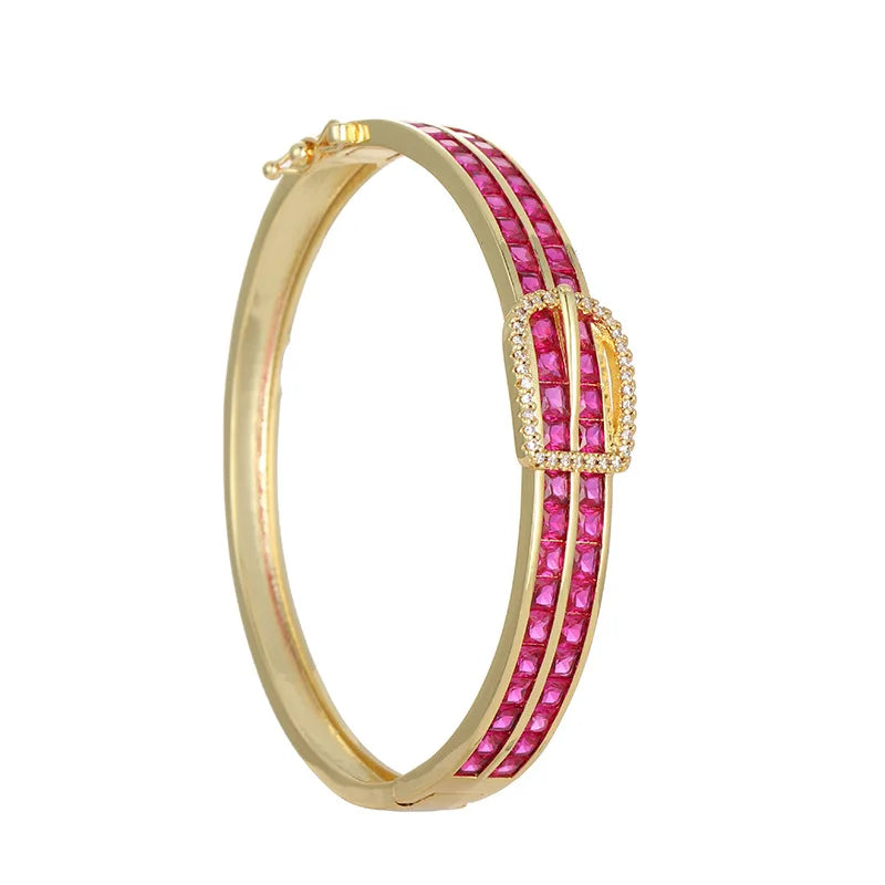 Square Zirconia Cuff Bracelet - Wedding Party Gift