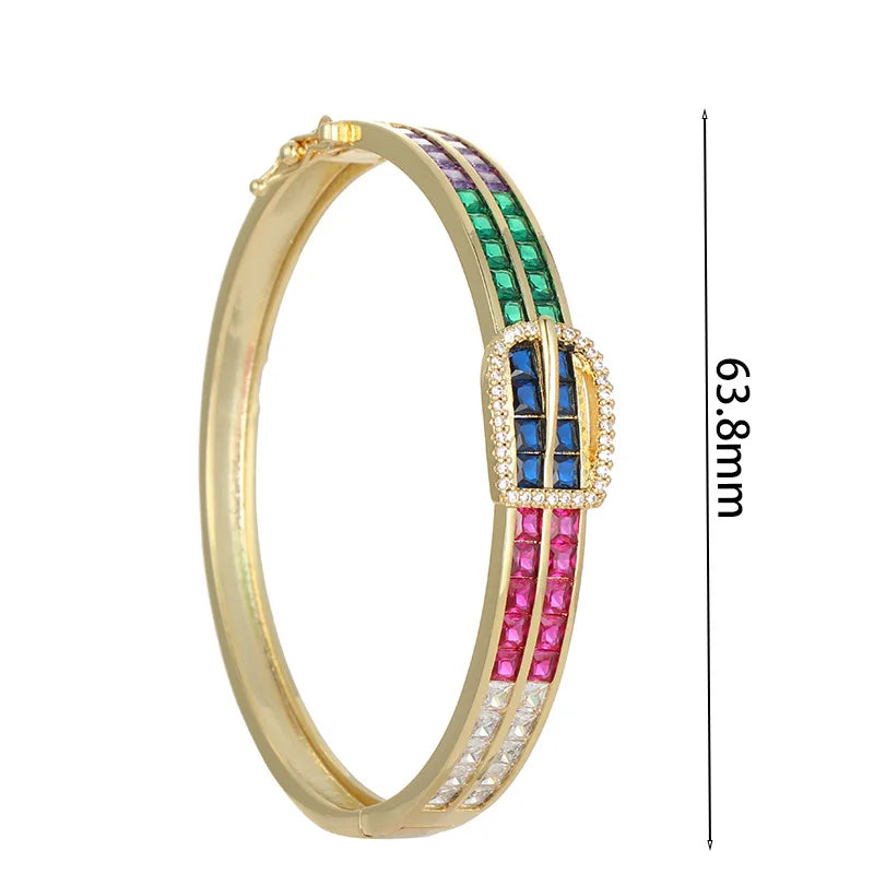 Square Zirconia Cuff Bracelet - Wedding Party Gift