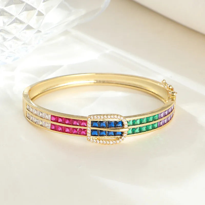 Square Zirconia Cuff Bracelet - Wedding Party Gift