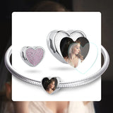925 Silver Heart Bead CZ Fit Bracelet DIY Jewelry