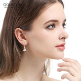 925 Sterling Silver Scalloped Rhinestone Earring for Lady Girl Party