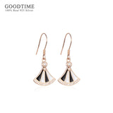 925 Sterling Silver Scalloped Rhinestone Earring for Lady Girl Party