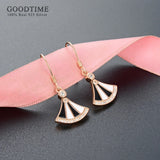 925 Sterling Silver Scalloped Rhinestone Earring for Lady Girl Party