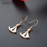 925 Sterling Silver Scalloped Rhinestone Earring for Lady Girl Party