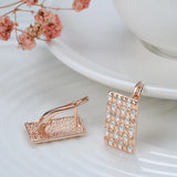 Rose CZ Stone Diamond Stud Earrings