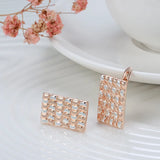 Rose CZ Stone Diamond Stud Earrings