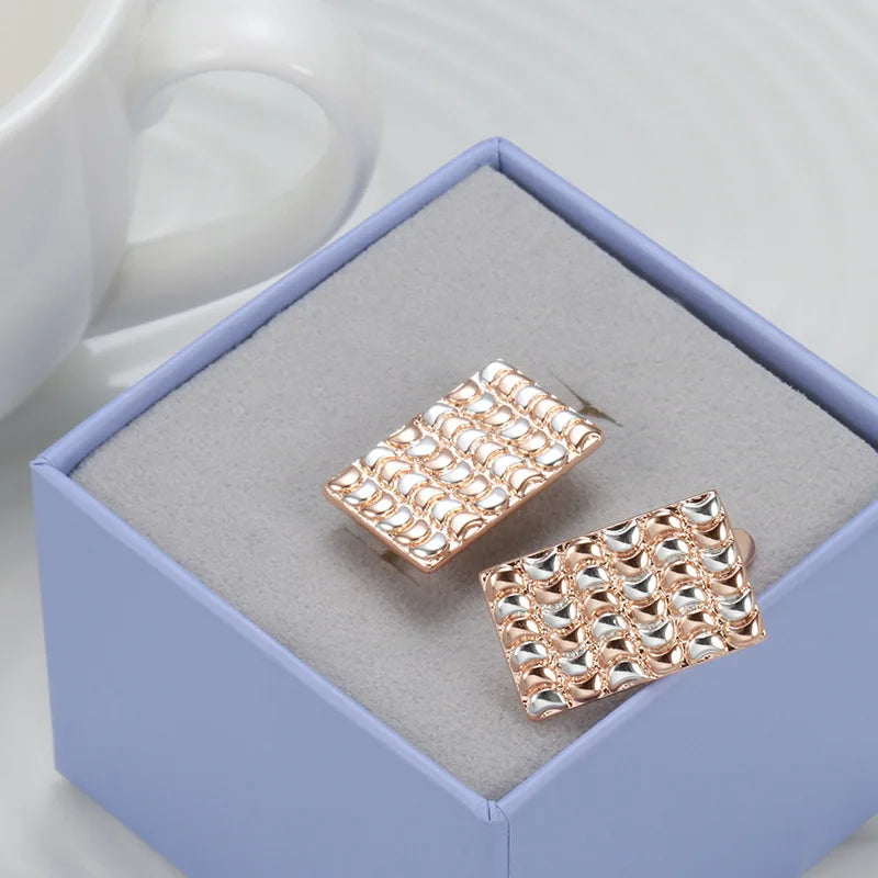 Rose CZ Stone Diamond Stud Earrings
