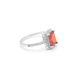 Silver Green Red Purple CZ Crystal Zircon Square Wedding Ring