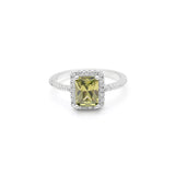 Silver Green Red Purple CZ Crystal Zircon Square Wedding Ring