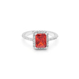 Silver Green Red Purple CZ Crystal Zircon Square Wedding Ring