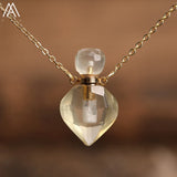Heart Shape Roses Quartz Crystal Healing Essential Oil Bottle Pendant