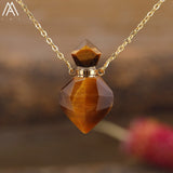 Heart Shape Roses Quartz Crystal Healing Essential Oil Bottle Pendant