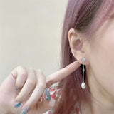 Pearl Zircon 925 Silver Bride Wedding Earrings
