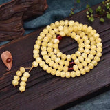 Men Women Buddha Beaded Bracelet Chicken Oil Yellow Amber Hand String