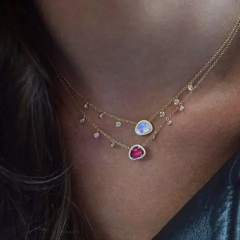 Women Necklace Big Clear AAA+CZ Drop Mini Cz Charm Choker Necklace