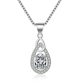S925 Sterling Silver Sapphire Zircon Necklace Water Drop Pendant