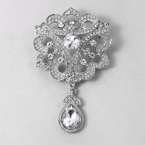 Women Pearl Rhinestone Brooch Men Wedding Suit Bow Tie Accessory Gift