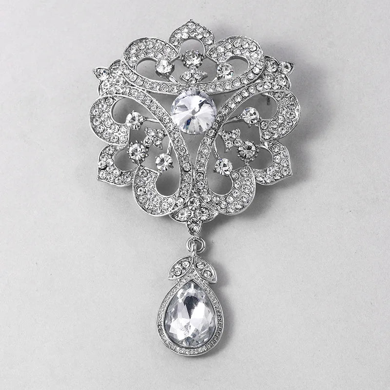 Women Pearl Rhinestone Brooch Men Wedding Suit Bow Tie Accessory Gift