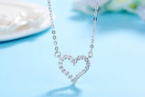 Heart-Shaped Silver CZ Necklace Pendant Gift Jewelry